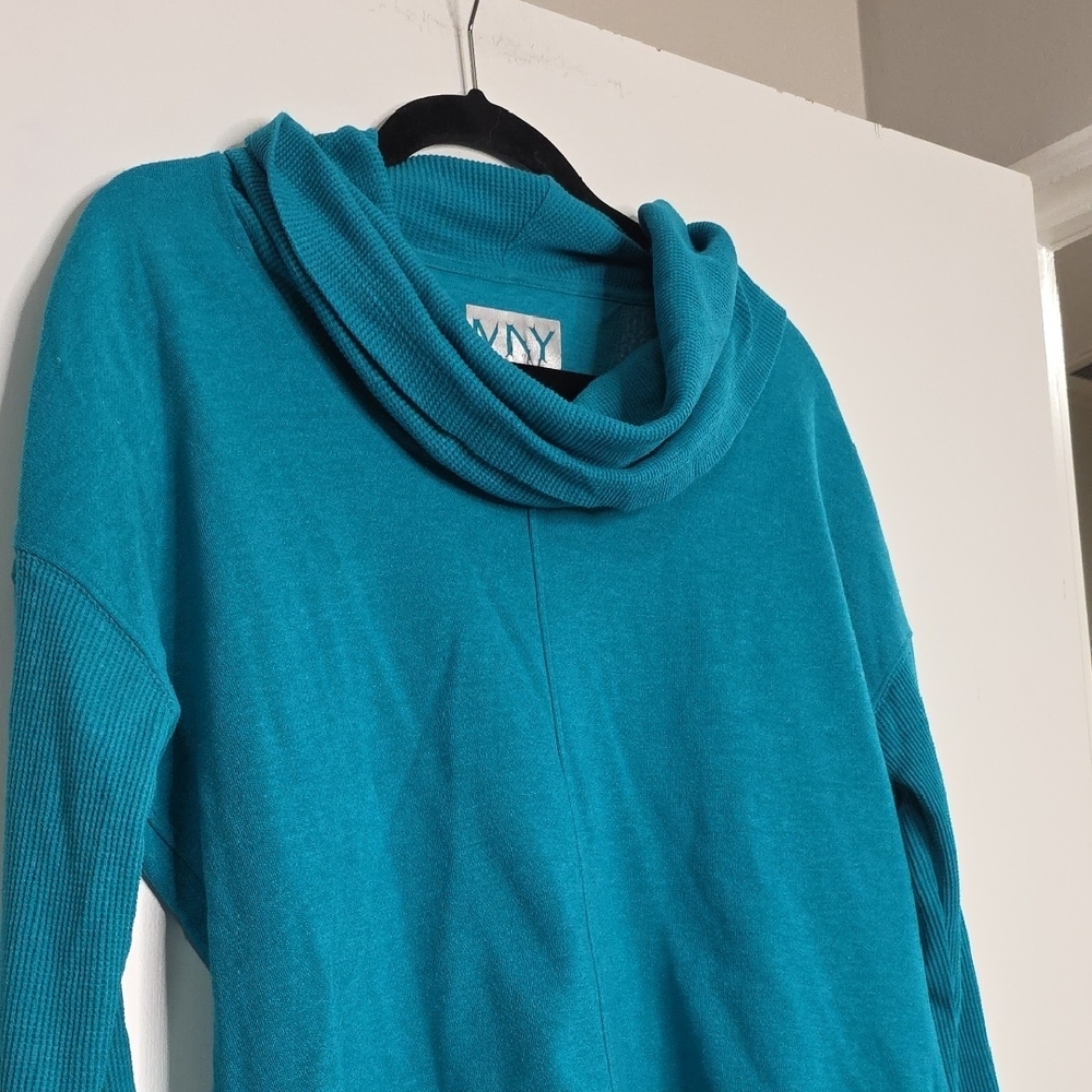 MNY Teal Cowl Neck Women's Sweater - Picture 2 of 4